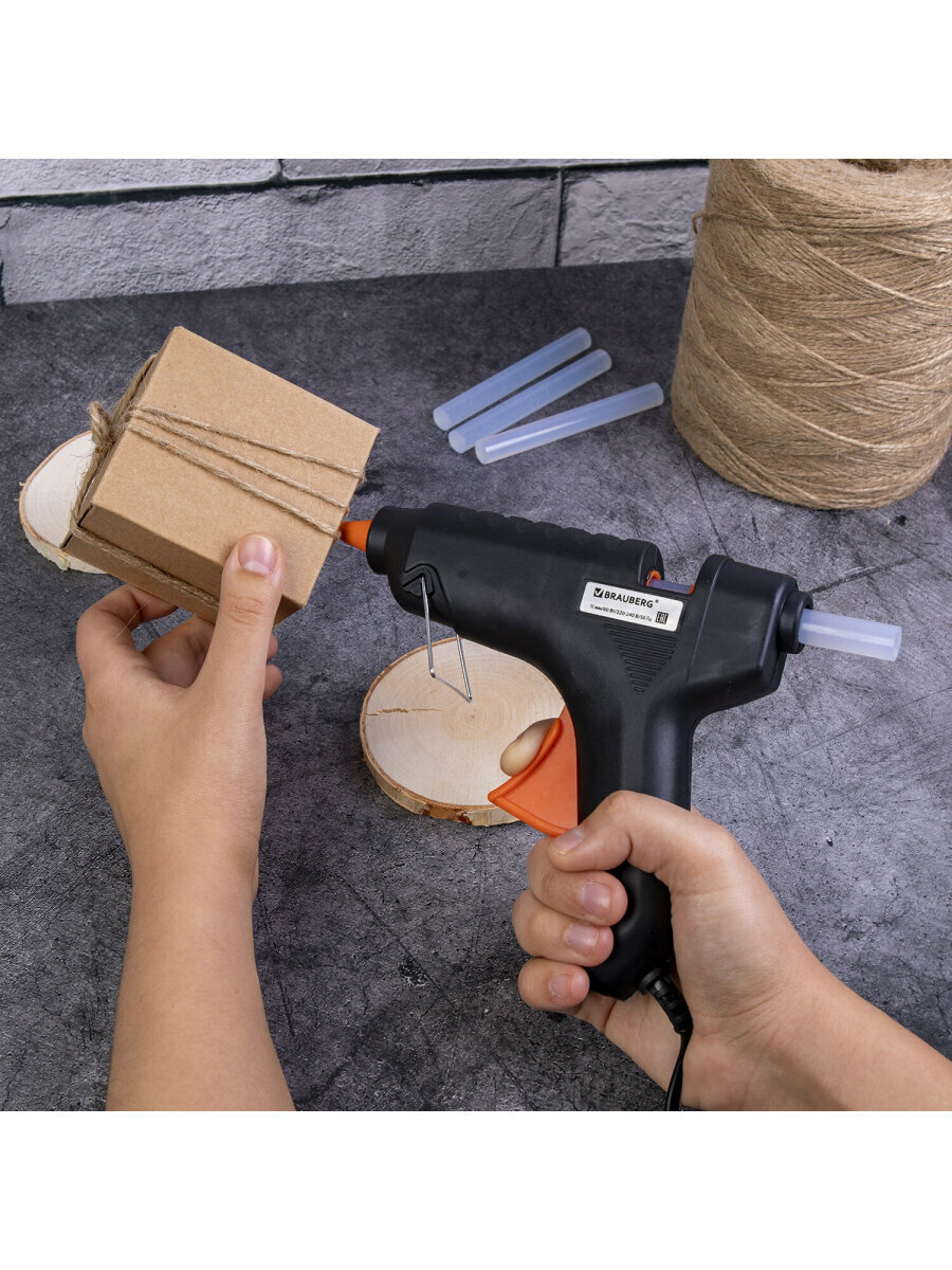 Клеевые Пистолеты Xiaomi Клеевой пистолет 60Вт для стержня 11 мм, с выключателем BRAUBERG, в блистере, 671053