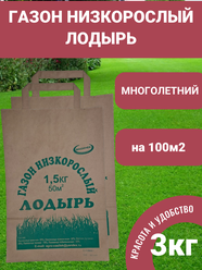 Газонная трава низкорослая Лодырь семена овсянницы, мятлика, полевицы 3кг
