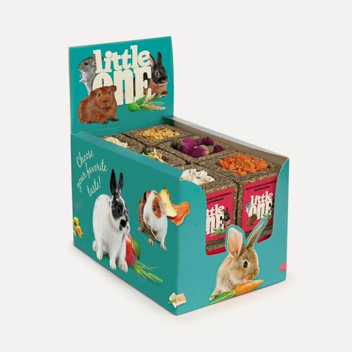 Изображение товара Лакомство для грызунов Little One Корзинки из луговых трав, ассорти, 12 корзинок по 65г в 1 шоубоксе