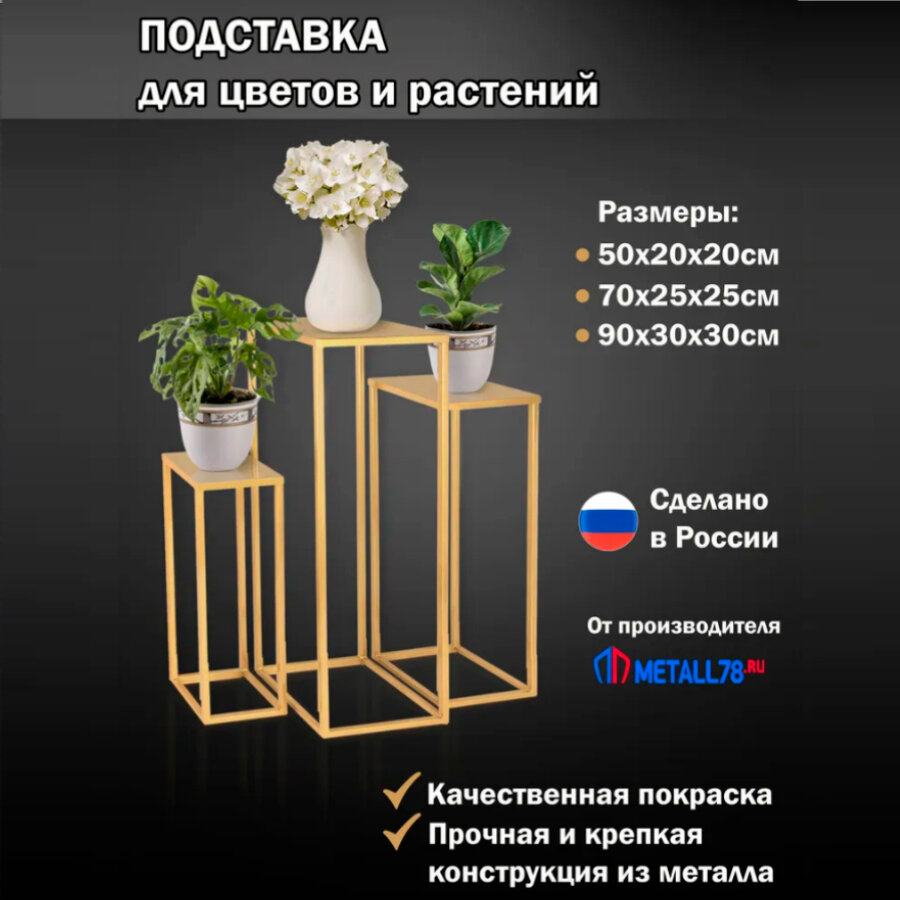 Подставки интерьерные в стиле LOFT (3шт.), Подставки для растений, Интерьерные полка в стиле LOFT, Полки напольные, Полки металлические