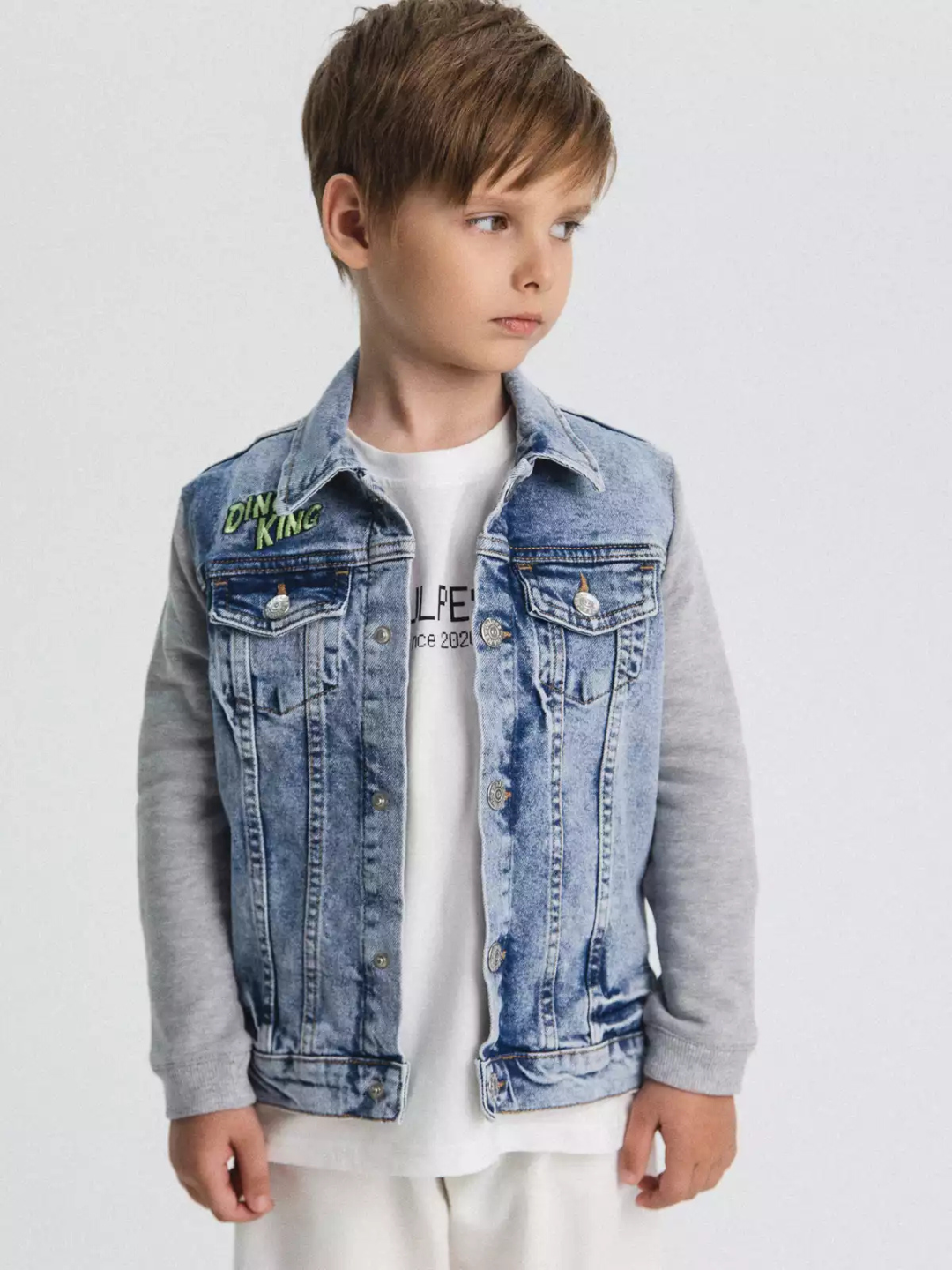 Бомбер 1, размер 110, голубой/ серый — фото 1