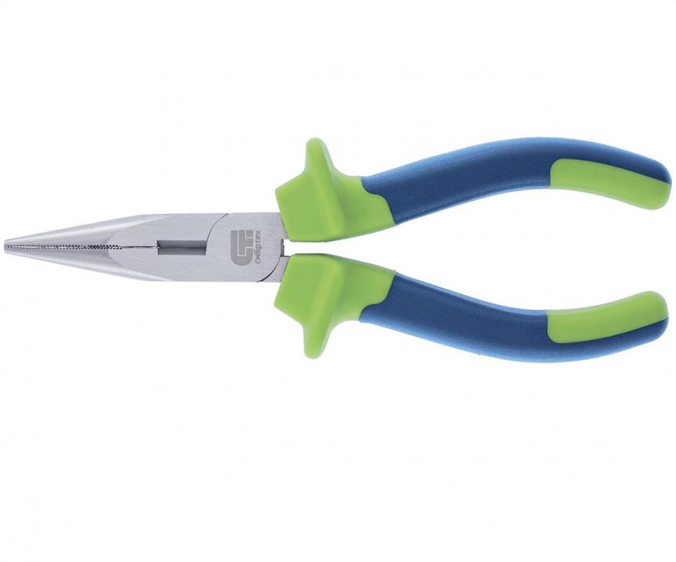 Длинногубцы прямые,200 мм, двухкомпонентные рукоятки сибртех