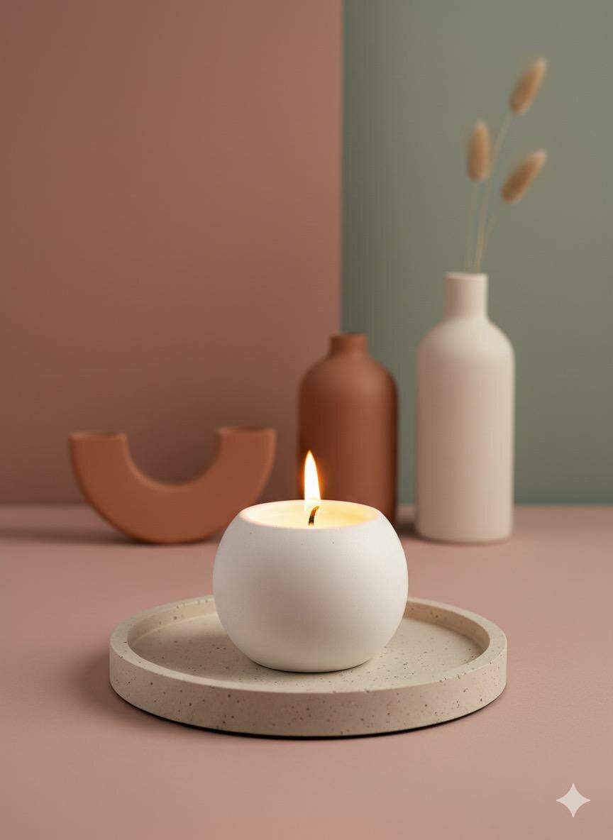 Свеча ароматическая "Тёплая осень", парафин, 12 см, белая, фруктовая