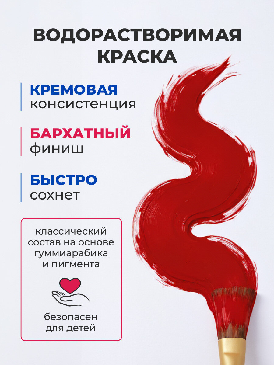 Гуашь Малевичъ, гуашевая краска художественная, красная, 100 мл — фото 1