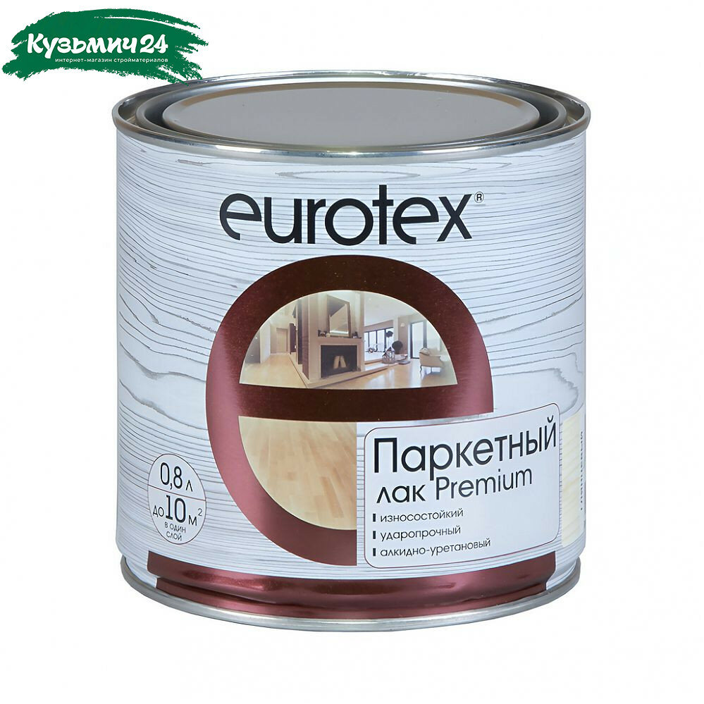 Лак Eurotex Premium для внутренних работ паркетный полуматовый бесцветный 08 л