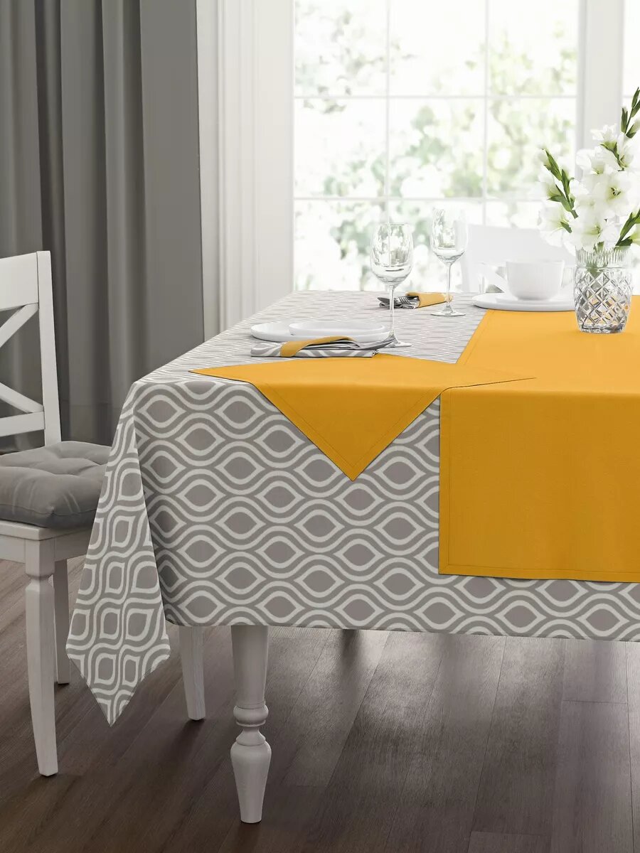 Скатерть Guten Morgen с салфетками рогожка хлопок 110x140 см