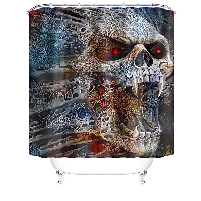 Шторка для ванной комнаты skull decor waterproof curtains halloween bathroom 2-красные глаза 180x200 см
