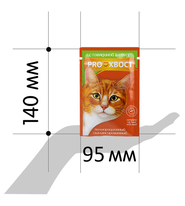 Proхвост Корм консервированный для кошек, с говядиной в соусе, 85 гр (28 шт) — фото 1