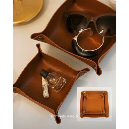 Комплект 2 шт. Подставка для мелочей, кожаный органайзер поднос