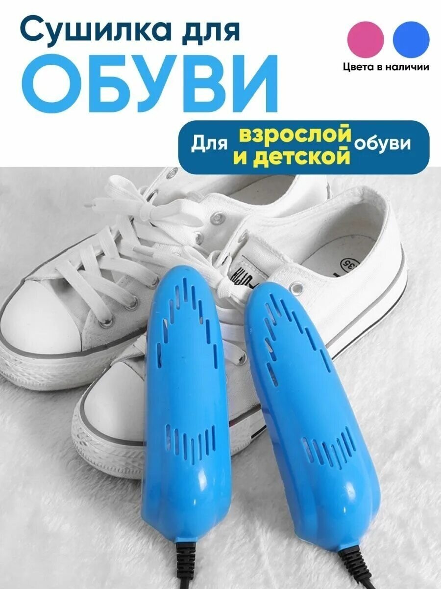Компактная ЭЛЕКТРИЧЕСКАЯ СУШИЛКА для одежды и обуви цвет синий 220в