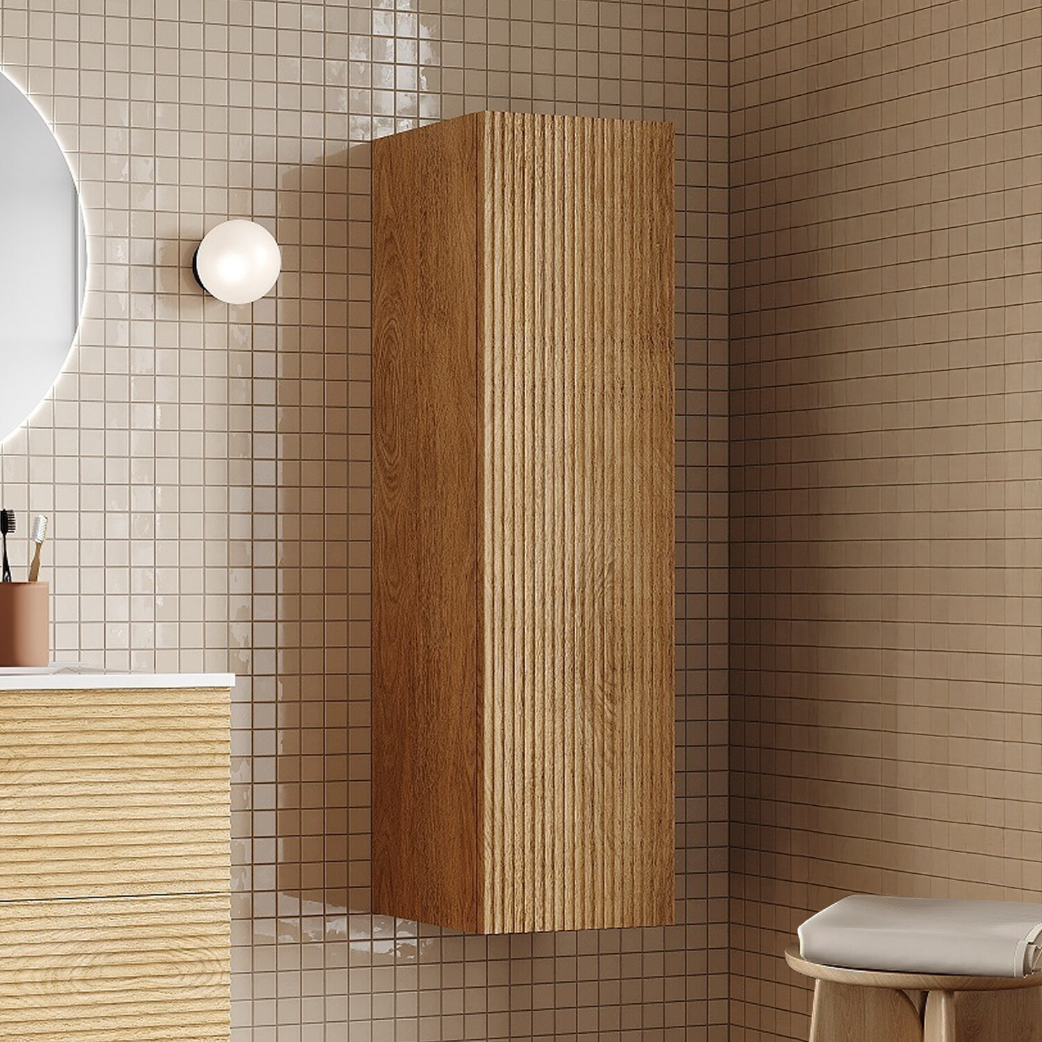 Пенал подвесной для ванной IDDIS Bild BIL30V0i97 дуб светлый 30 см