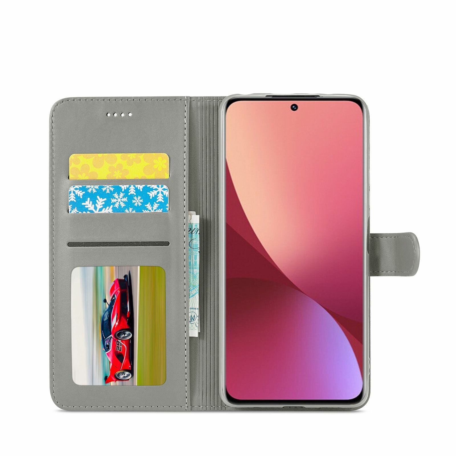 Изображение LCIMEEKE Кожаный книжка чехол для Xiaomi 12 Lite / Сяоми 12 Лайт с визитницей из экокожи