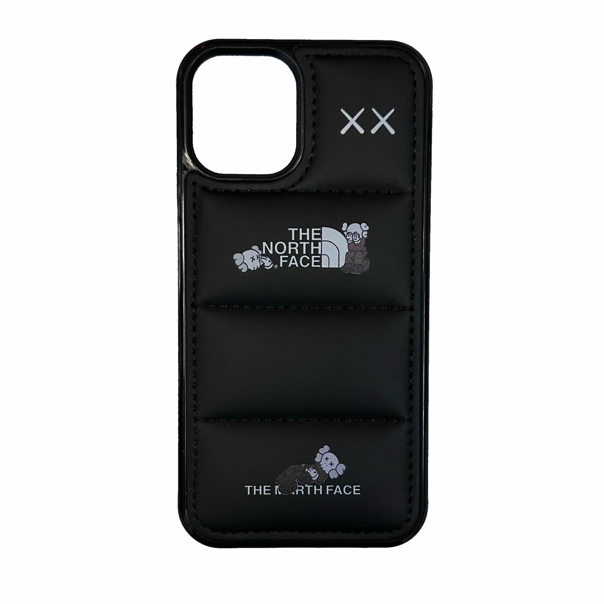 Чехол для iPhone 12 mini черный силиконовый дутый пуховик North Face