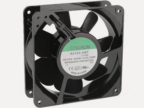 Изображение товара Вентилятор осевой SUNON A2123HBT-7 , 230В AC, 120x120x38мм, подшипник качения, 210(+/-10П)куб. м/ч, 47дБА