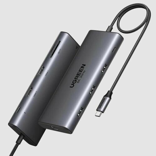 USB-хаб UGREEN Revodok Pro 210 10 в 1 USB C Hub Dual HDMI 8K 100W CM639 15534 10340₽