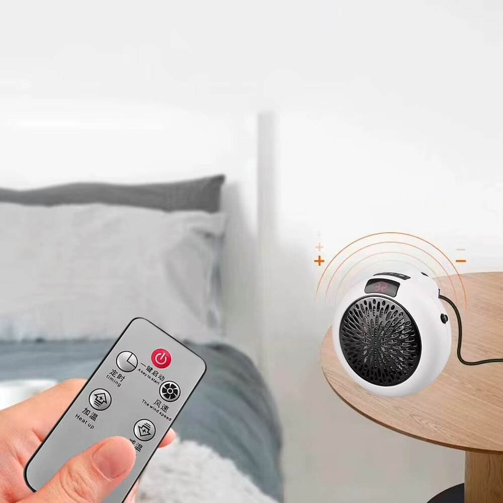 Обзор: Портативный мини обогреватель круглый 142-14, цвет черный / Обогреватель для дома и дачи / Тепловентилятор с пультом