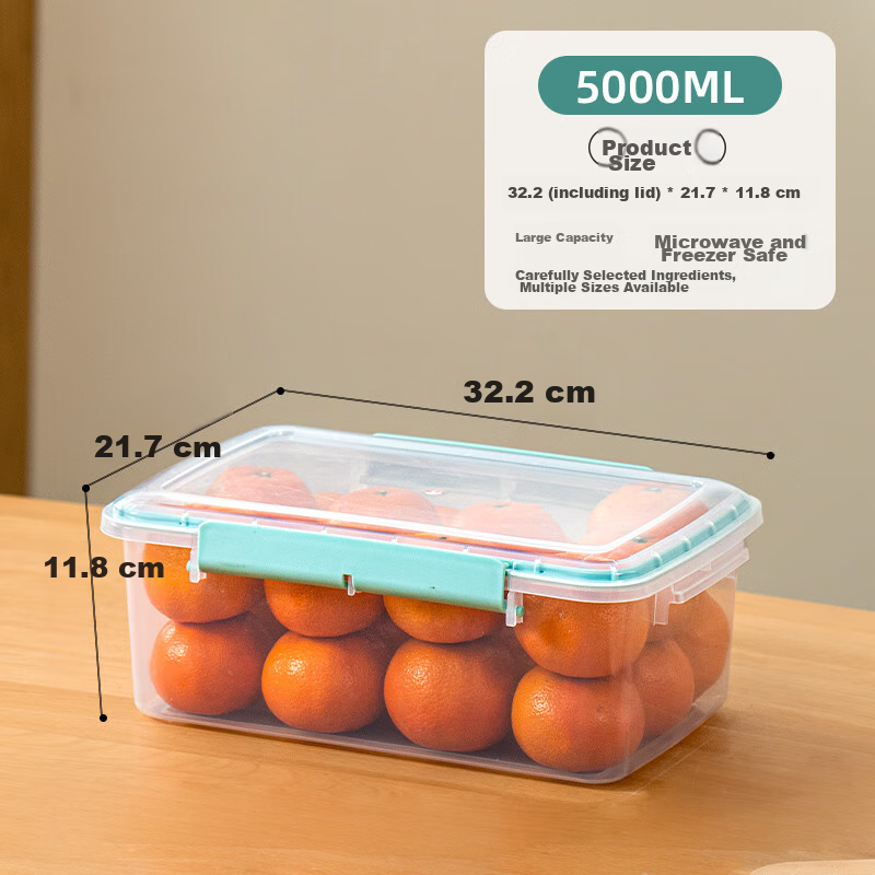 Xitianlong Plastic Food Storage Container, Airtight Snack And Dried Fruit Storage Box, Refrigerator Organizer, Large Capacity 5L