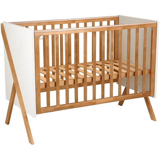Кроватка Polini kids Porto 1300, белый-дуб крафт золотой