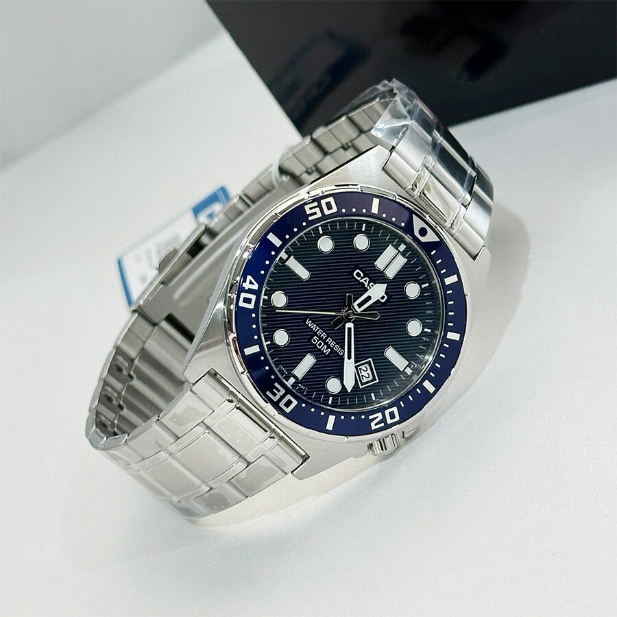 Наручные часы CASIO, серебряный/синий — фото 1