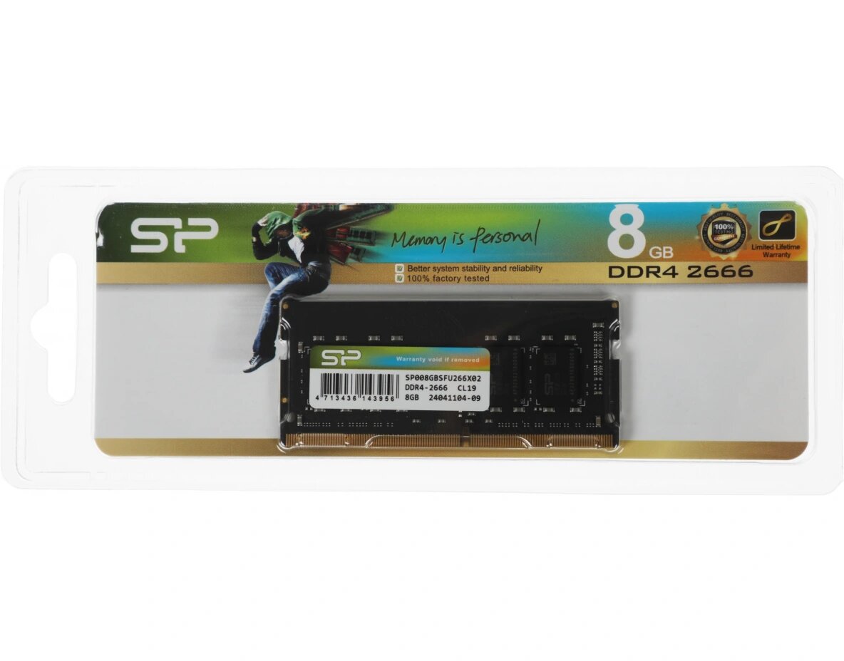 Оперативная память Silicon Power DDR4 - 8GB, 2666 МГц, SO-DIMM, CL19 (sp008gbsfu266x02) - фото №2