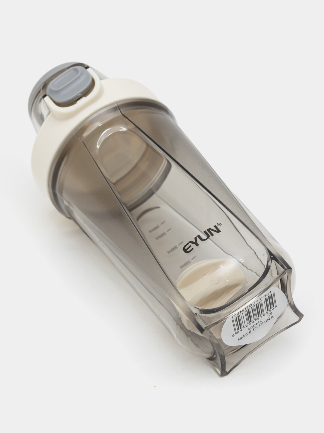 Шейкер-бутылка General Fitness, для протеина и коктейлей, герметичная, белая/серая, 1000мл — фото 1