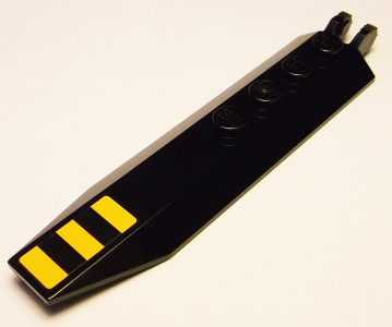 Hinge Plate 1 x 8 with Angled Side Extensions, Squared Plate Underside with 3 Bright Light Orange Stripes Pattern (Sticker) - Set 60158, 14137pb003 Black U