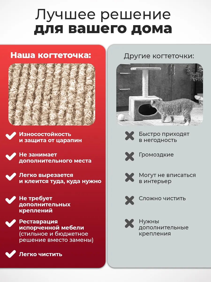 Когтеточка для кошек Conflate ZOO, самоклеящаяся, 100*40, бежевая — фото 1