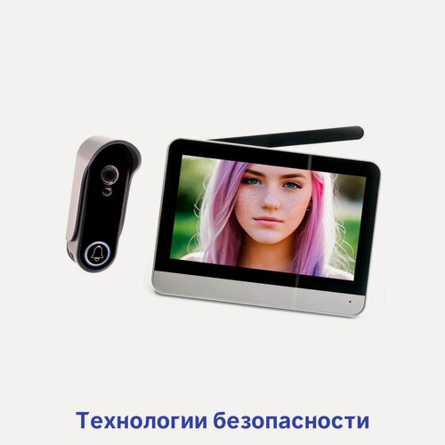 Изображение товара Комплект беспроводной видеодомофон с записью и вызывной панелью - СкайНет 900-LCD (Y13476YKS): HD монитор 7 дюймов, 2mp антивандальная вызывная пане