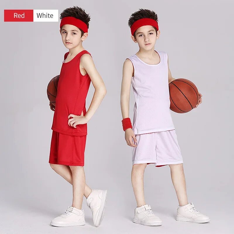 Jianfei Детская двусторонняя баскетбольная форма из полиэстера, 2XS, Красный, Мужской