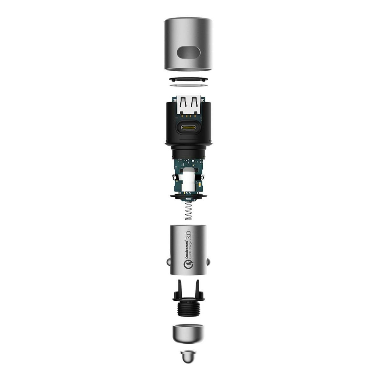 Автомобильные Зарядные Устройства Xiaomi Xiaomi CZCDQ02ZM QC3.0 X2 полностью металлический двойной USB интеллектуальное управление быстрая зарядка автомобильное зарядное устройство