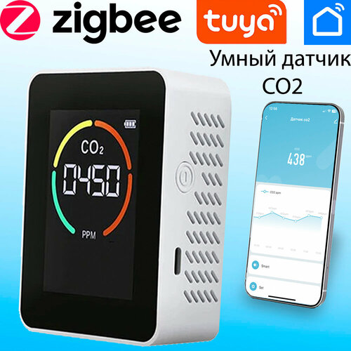 Умный Zigbee датчик CO2 монитор качества воздуха MTP40-F NDIR Sensor Tuya Smart life совместим с Алисой 5490₽