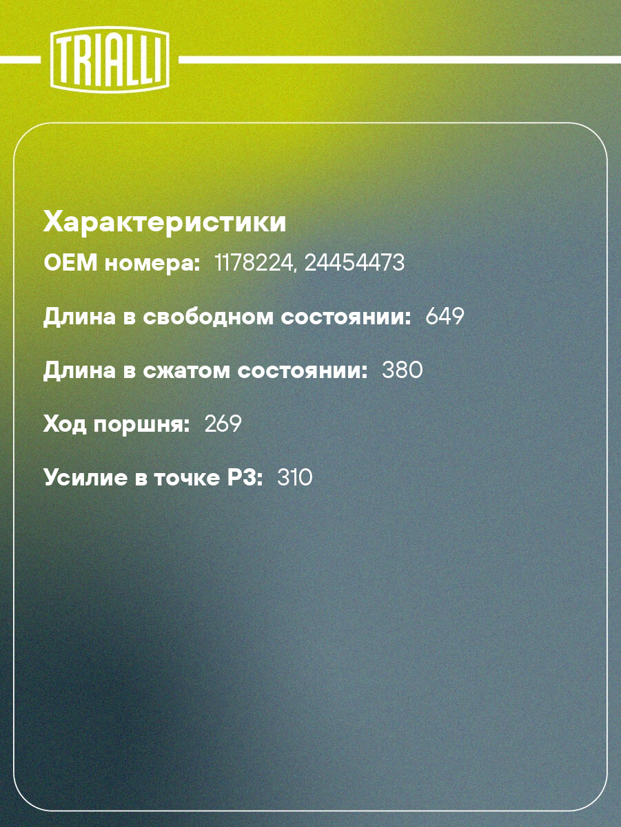 Амортизатор (упор) капота для автомобиля Opel Vectra C (02-) GS 2121 TRIALLI — фото 1