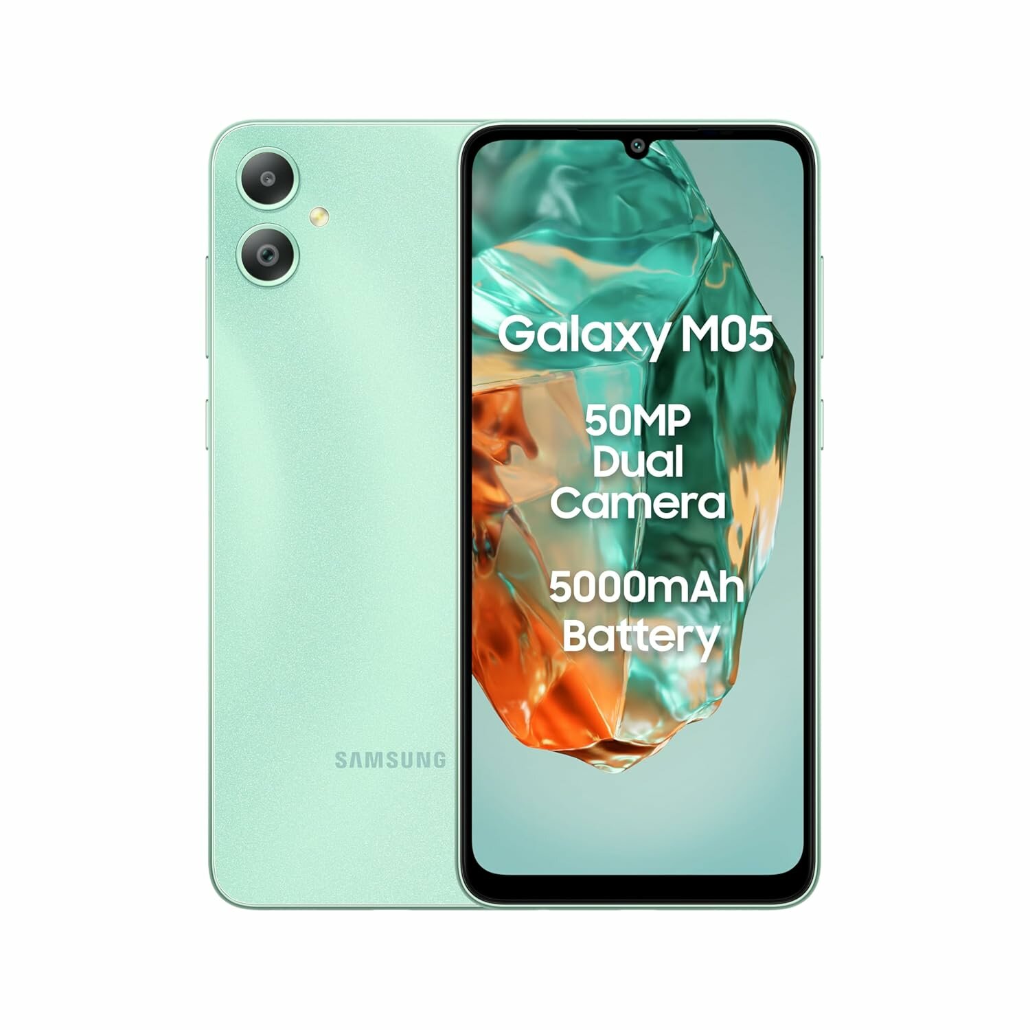 Смартфон Samsung Galaxy M05 4/64 ГБ, 50MP Dual Camera, 6.7", Mint Green, мятно-зелёный