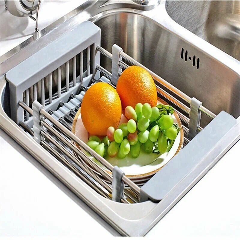 Картинки Раздвижная сушилка для посуды на раковину, настольная на кухню / Сушка решетка подставка BM