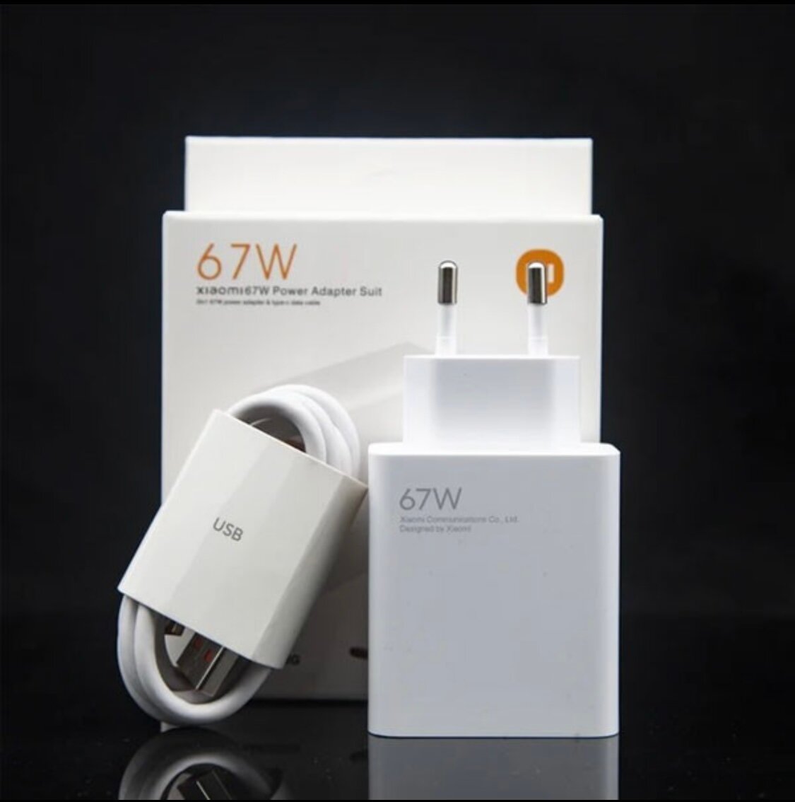Быстрое зарядное устройство 67W+ USB Type-C кабель в комплекте
