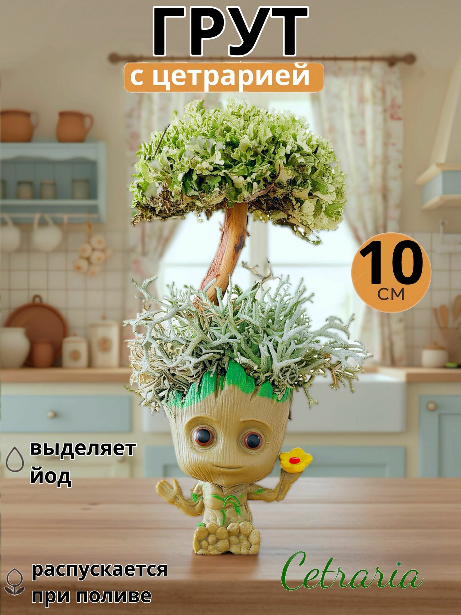 Настольное украшение Cetraria "Малютка Грут", дерево/пластик, ручная работа, 12 см