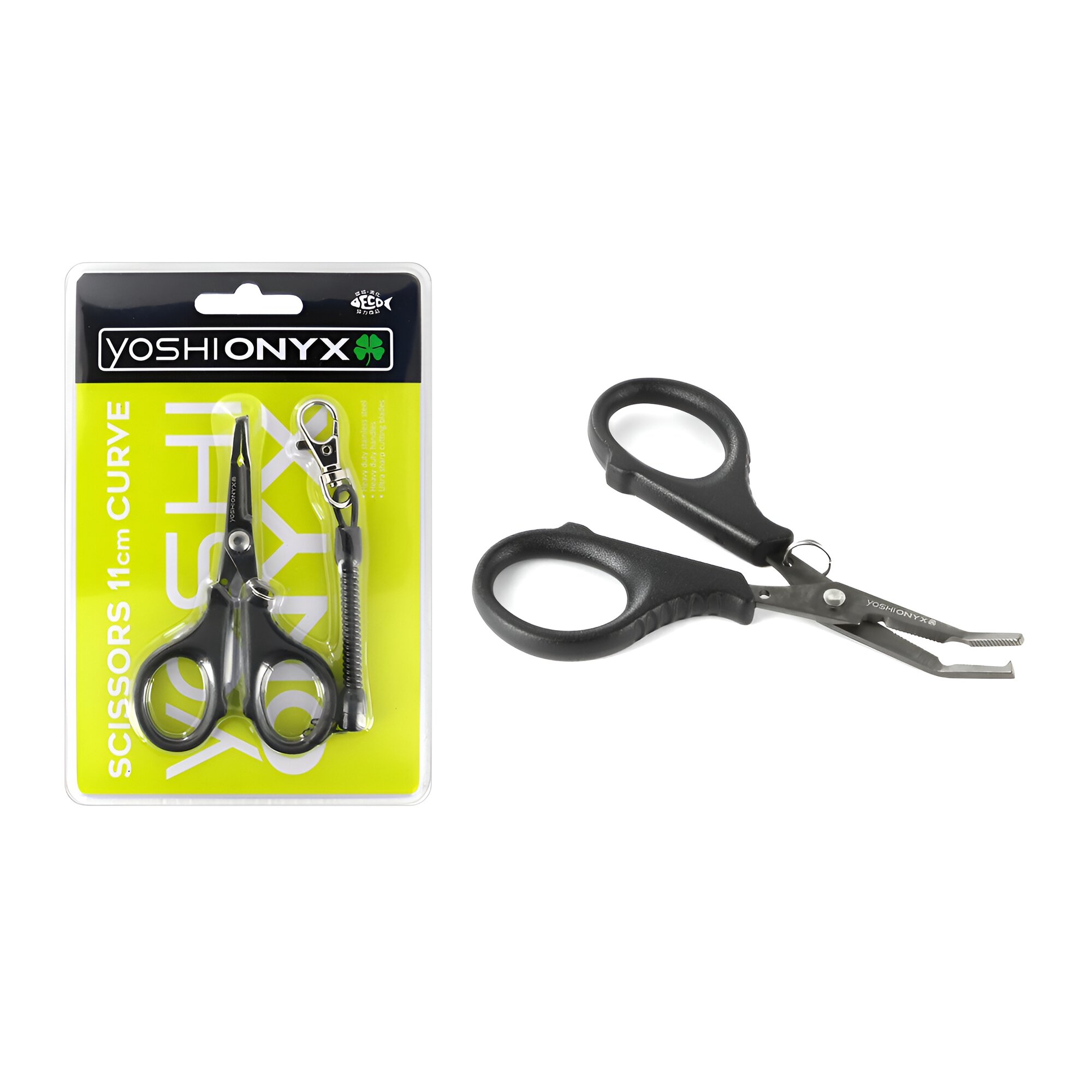 Ножницы Yoshi Onyx 11 см, для плетенки и заводных колец с загибом и шнуром с карабином