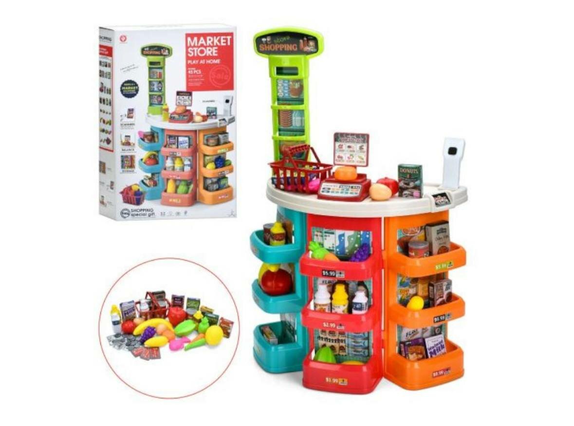 Магазин-прилавок 922-192, набір продуктів, ваги, сканер, звукові ТА світлові ефекти, 45 предметів 922-192
