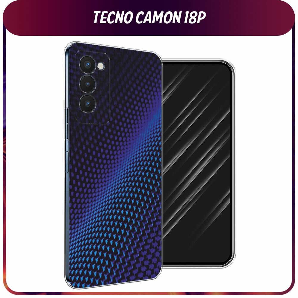 Чехол на Tecno Camon 18P / Техно Камон 18Р с принтом "Синий карбон"