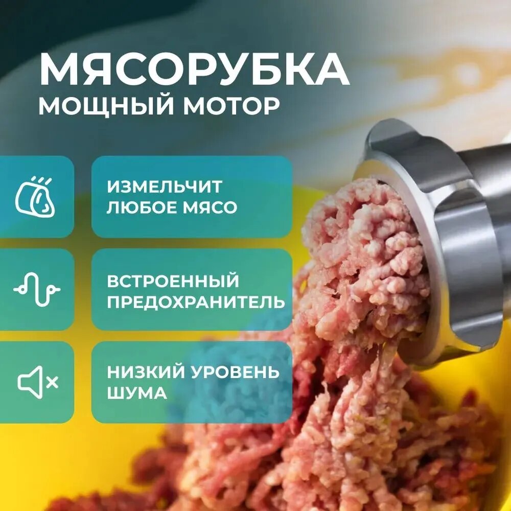 Мясорубка Hausmann HMG-2570, защита от перегрузки, 2 насадки, 2000Вт — фото 1