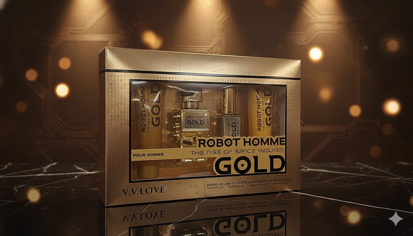 Набор туалетной водыи мужской парфюмерный набор средств для душа Robot Homme Gold от бренда V.V.LOVE