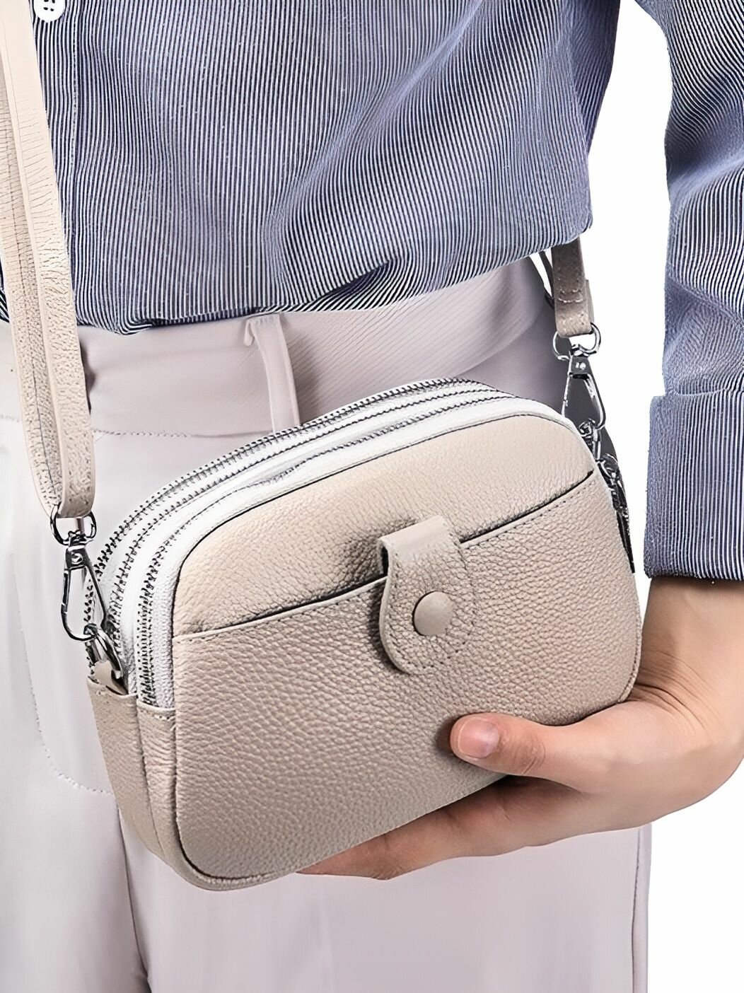 Сумка КожаноFF, фактура гладкая, бежевый — фото 1