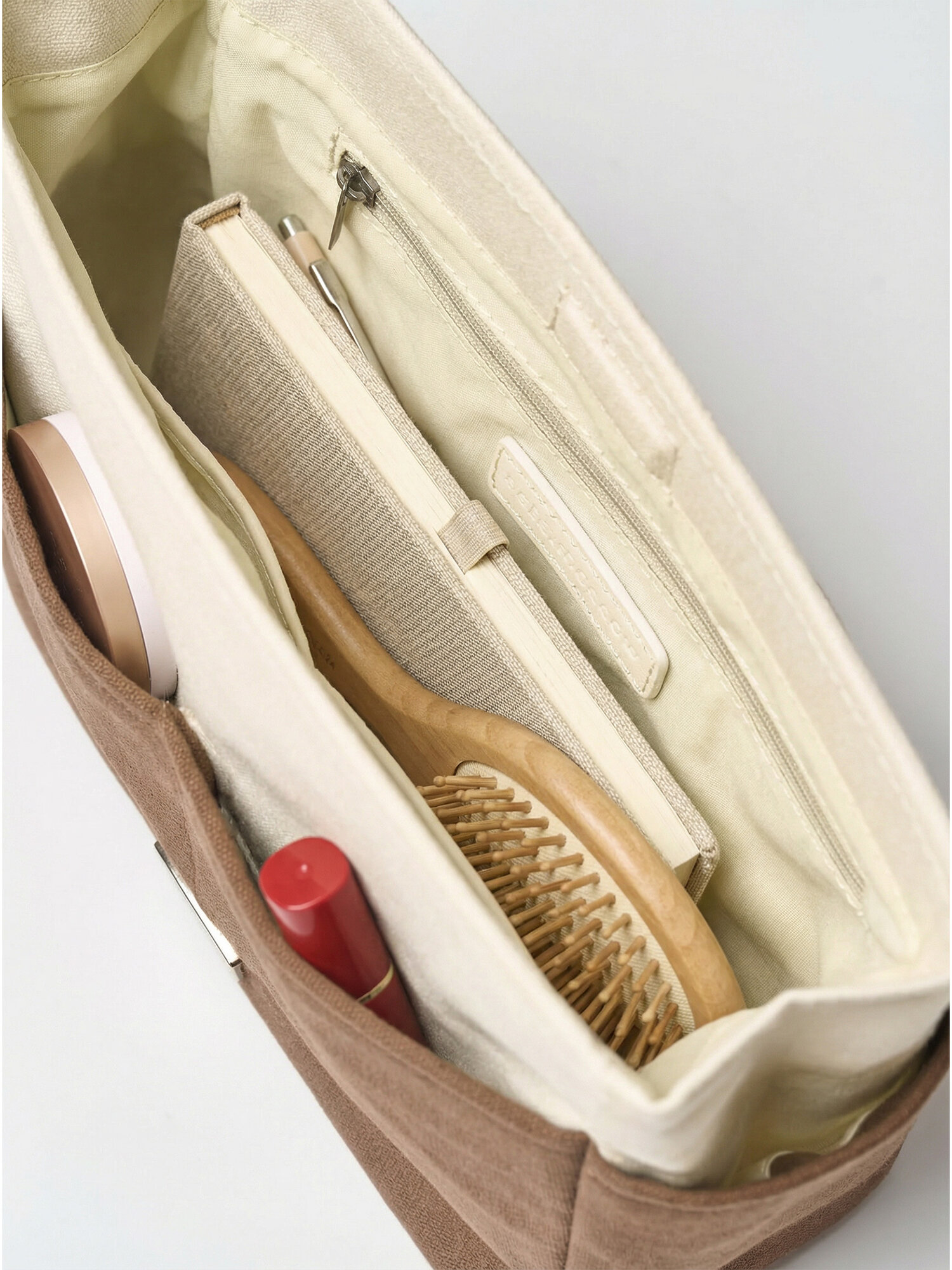 Косметичка nstc.moscow, ширина: 8.5 см., высота: 17 см., длина: 24 см., , бежевый/коричневый — фото 1