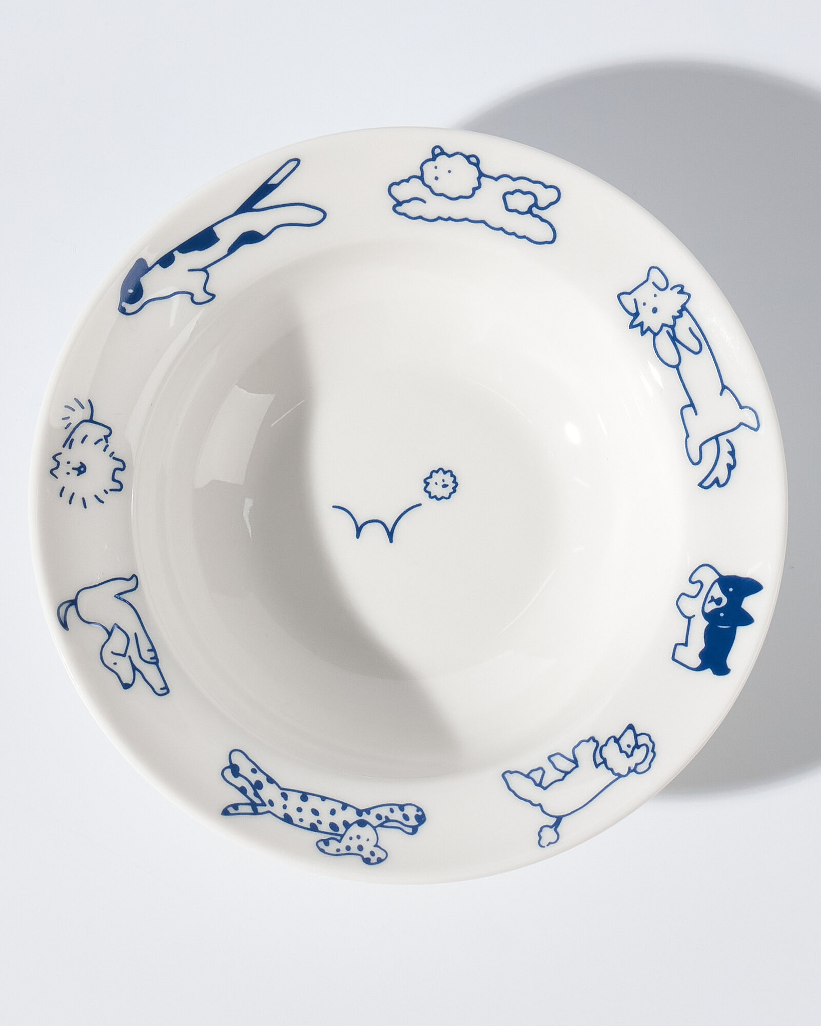 Тарелка "Собаки" детская, керамическая, белая, синяя, 14,5 см, 200 мл — фото 1