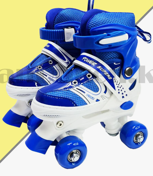 Ролики детские квады RoLLer размер 31-34 раздвижные гелевые колеса, жесткий ботинок