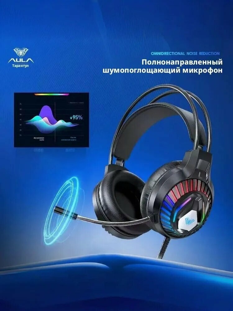 Наушники, игровые наушники с кабелем для компьютера и ноутбука