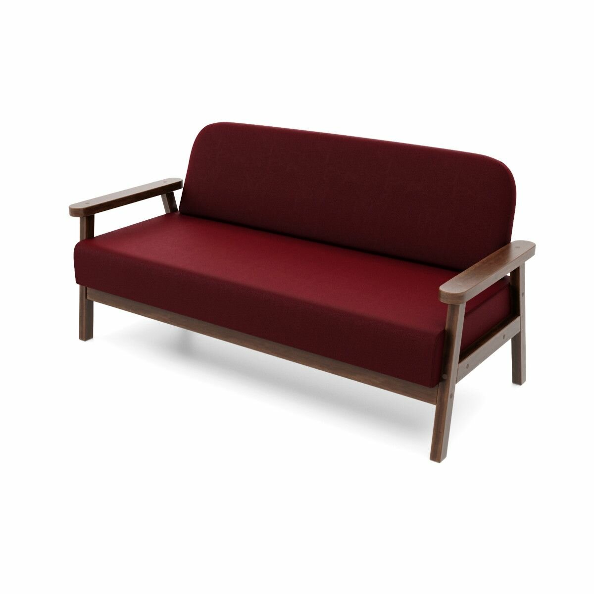 фото Диван прямой Флори М орех рогожка фиолетовая