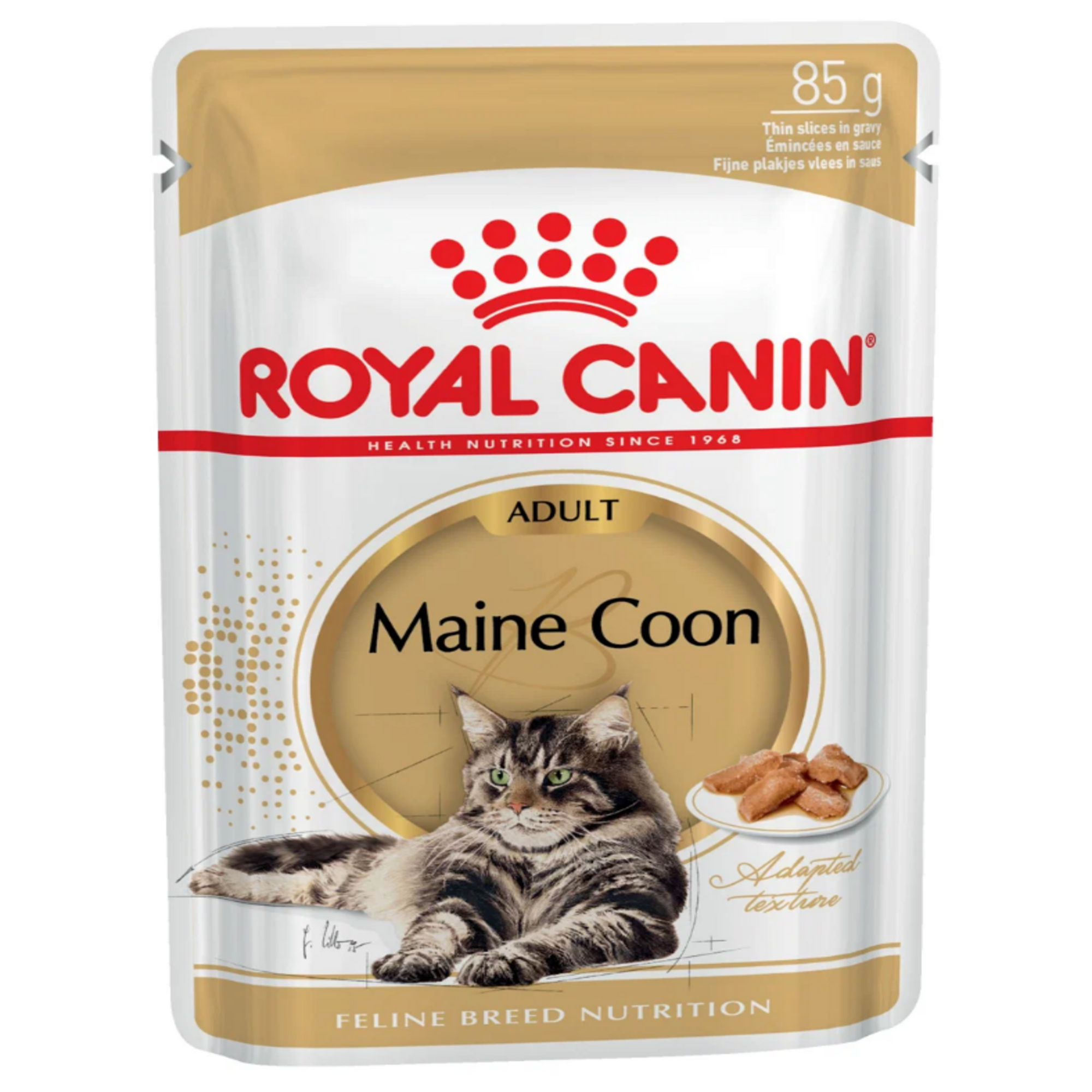 Влажный корм для взрослых кошек Royal Canin Мейн-кун, для здоровья кожи и блеска шерсти, мясное ассорти 10 шт. х 85 г (кусочки в соусе)