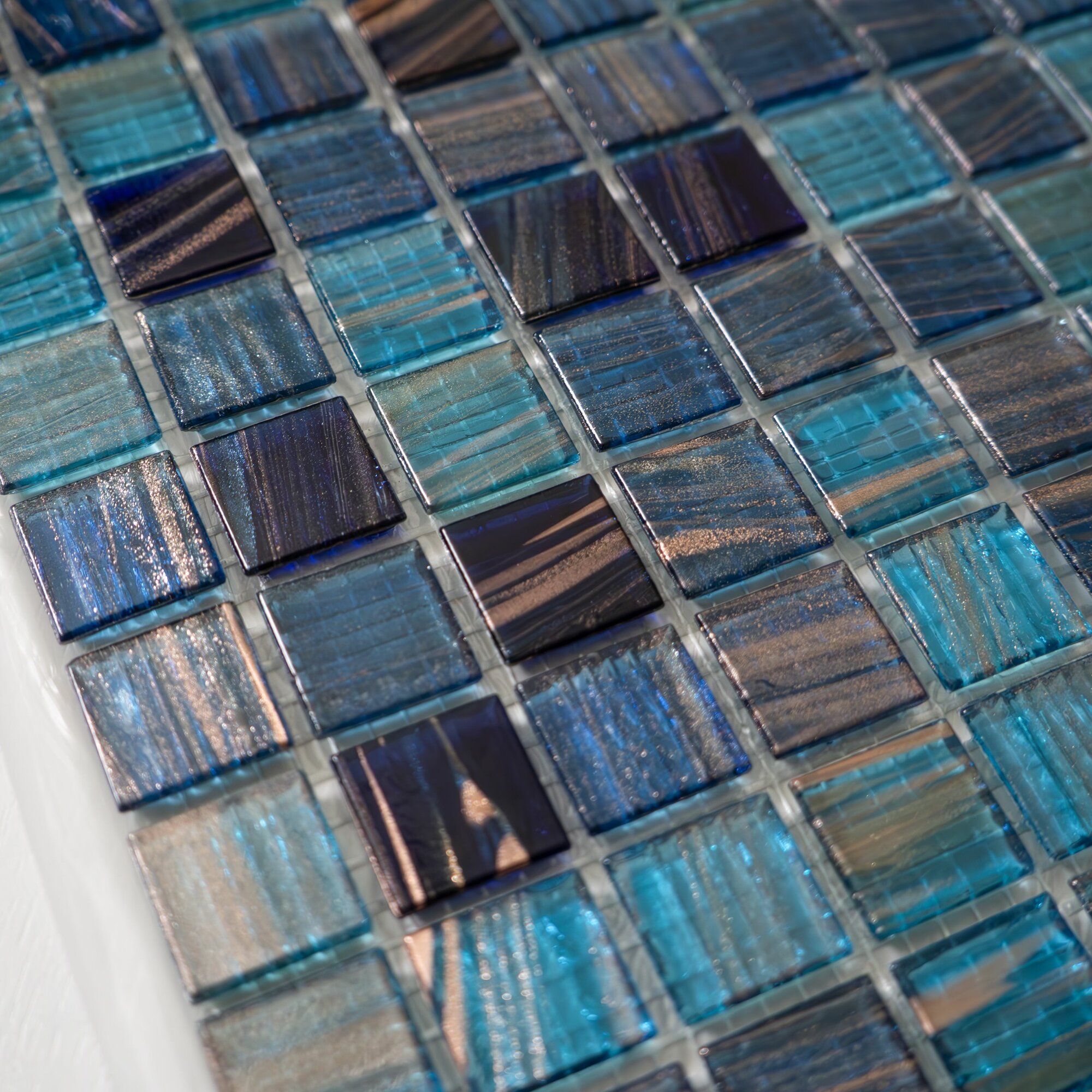 Изображение Elada Mosaic Плитка мозаика HK-21 синий микс, коробка, 7 шт, 0,75 м2, 32.7 см x 32.7 см, размер чипа: 20x20 мм