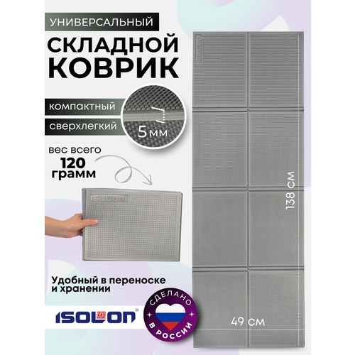 Коврик для фитнеса складной 1380х490х5 мм, серебро